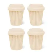 BYO Silicone Reusable Coffee Cup 230ml / 8 Oz in Lemon with Lemon Lid 4 Pack