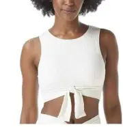 Vince Camuto Women's White Ribbed Tie-Front pullover Bikini Top In Ivory size L