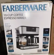 Farberware 10 Cup Coffee + Espresso Maker Touchscreen Stainless Steel New