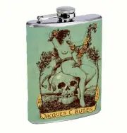 Memento Mori Skull 8oz Stainless Steel Hip Flask Drinking Liquor