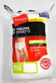 Hanes Mens 2XL 44"-46" White Briefs Tagless Underwear Comfort Soft 7 Pack 2014