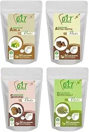 G.L.T. Amla, Aritha, Shikakai, Bhringraj Powder For Hair (Pack of 4) 100x4 = 400gm