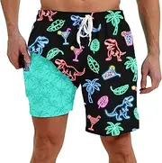 [westwolf] Men Swim Trunks with Compression Liner Men's 2 in 1 Bathing Suits 7 Inch Hawaiian Board Shorts