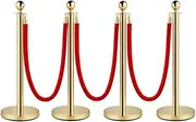 ALSTON Crowd Control Stanchion Queue Barriers 4pcs Durable Stanchions, Exhibition Queue Posts Crowd Control Barrier for Events Tickets, 4PCS Barriers and 3pcs Flannel Ropes 1.5M