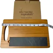 Biltmore Inspirations Bamboo Cheeseboard Slate Insert Cheese Board 13"x7" NEW