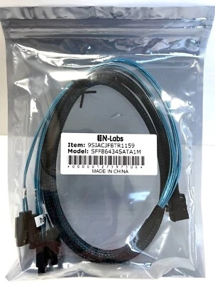 EN-Labs Internal 12g HD mini SAS #SFF86434SATA1M to 4X SATA hard drive cable