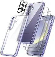 [JETech] 5 in 1 Case for Samsung Galaxy S24+ / S24 Plus 5G with 2-Pack Each Tempered Glass Screen Protector and Camera Lens Protector, Non-Yellowing Shockproof Bumper Phone Cover (Cobalt Violet)