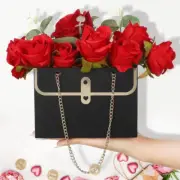 Portable Flower Box Foldable Paper Handy Gift Bag Kraft Handbag Wedding Rose Par