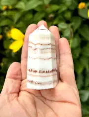 PORK STONE Banded Calcite Mini Tower Point Natural Crystal Decoration 70mm