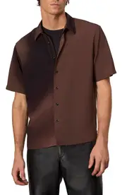 rag & bone Dalton Short Sleeve Button-Up Shirt in Brown Gradient at Nordstrom, Size Medium