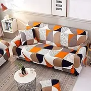 Shukii Stretch Couch Covers Printed Sofa Covers Slipcovers Loveseat for 2 Cushion Couches Furniture Protector with 1 Pillowcases