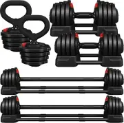 Adjustable Dumbbell Set Free Weight Dumbbells 40lbs/52.5lbs/90lbs Fast Adjust