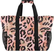 [sanluoli] Bags Foldable Beach Tote Sandproof with Handles Laundry Tote, Rose Gold Leopard Print, 1 size