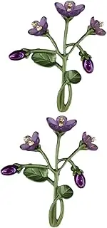 [PACKOVE] Elegant Violet Flower Brooch Pin 2pcs Set Enamel Lapel Pin Fashion Accessory for Suit Party Wedding