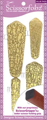 SCISSORFOBZ Designer Scissors Sheath Cover 4pc Pack Modern Metallic Gold