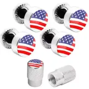 Motorcycle Polished Aluminum License Frame Tag Bolts + Valve Caps - USA Flag