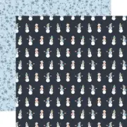 2 Sheets of Carta Bella Paper WINTER MARKET 12x12 Cardstock - Snowmen