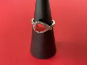 Bomb Party RBP2100 "The Sparkling Fish" Tangerine Quartz on Rhodium Sz9 Ring NWT