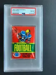 1980 Topps football wax pack, Year of Phil Simms RC, Running Back wrapper PSA 8