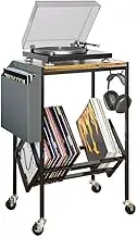 Record Player Stand, Double Layer Record Rack, Iron Storage Side Table, Turntable Stand for Albums 70-90 LPs Black 43.5 x 33.5 x 65.5 CM