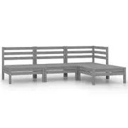 4 Piece Garden Lounge Set Solid Pinewood Grey vidaXL