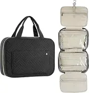 [SSATISCN] Makeup Bag Water-Resistant,Hanging Toiletry Bag with 4 Compartment,Travel Cosmetic Bag Makeup Travel Bag for Toiletries,Shampoo,Accessories, Cosmetics Etc (Black)
