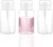 3 Pack Push Down Pump Dispenser Empty Push Top Bottles Containers for Nail Polish Makeup Remover Micellar Water Facial Toner 6.7oz/200ML