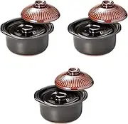 Set of 3, Chrysanthemum American Rice Pot (2 Cooking) [8.5 x 7.7 x 5.8 inches (21.5 x 19.5 x 14.7 cm)] | Rice Pot, Banko Ware, Direct Fire, Setomonohonpo