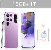 2024 Original S24 Ultra Smartphone 5G 7.0HD 16G+1T Dual Sim Cellphones Android Cell Phone Face Recognition 7000mAh Mobile Phone Purple 16G 1TB EJ