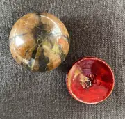 Chiastolite/ Andalusite Cross Stone Natural Crystal Sphere 47g 3cmHxLxW + stand