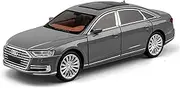 Scale Finished Model Car 1:24 Scale for Audi A8 Quattro Station Wagon Luxury Car Model Metal Diecast Vehicle Ornament Display Die-cast Vehicle(Chrome)