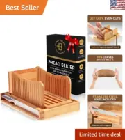 Elegant Bamboo Bread Slicer Set with Knife & Crumb Tray - Ideal Gift Option