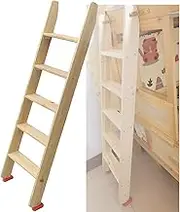 Bunk Bed Ladder, Indoor Loft Bed/Dormitory Room Lathe Wooden Ladder, with Hooks and Non-Slip Feet, Safety Railing Ladder for Adults, Elderly and Children (Size : 150cm(59in))