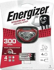 Energizer Vision HD Head Torch, Bright Headlamp, Water Resistant, Lightweight for Indoor and Outdoor Activities, Batteries Included