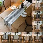 Geometric Jacquard Rectangle Table Runner Tassel Dinner Party Table Cloth Covers