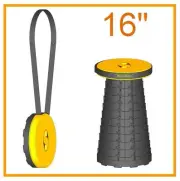 Real-original 16"/41 cm Mini-Max stool. Portable Retractable Telescopic Seat.