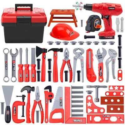 Kids Tool Set, 68 Piece Toddler Set with Box & Electric Toy Drill,...