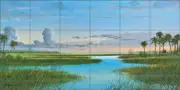Sunset Tile Backsplash Mike Brown Intercoastal Waterway Ceramic Mural MBA034