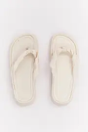 White Toe Post Chunky Sole Sandals