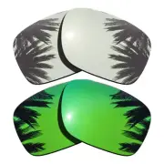 Silver Mirrored&Green Polarized Replacement Lenses for-Oakley Proxy OO9312
