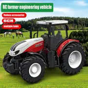Rc Tractor Trailer With Led Headlight Farm Toys 2.4ghz 1/24 Remote Control Car Truck Farming Simulator For Children Boy Gift Red-8 wheels