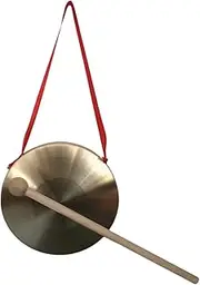 Oshhni Gong Instrument with Wooden Mallet, Mini Gong, Chinese Traditional Percussion Instrument for Holiday Celebration, 22cm