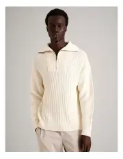 [Blaq] Jasper Textured 1/4 Zip Knit in White