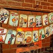 Halloween Holiday Decorations Trick or Treat Banner - Vintage Style Pumpkin Hanging Banner Home Decor Bunting Flag Garland - Party Decorations/Sign/Supplies/Photo Prop