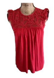 WITCHERY - Lace Yoke Top - Size AU 4 | XXS | UK 4 | US 0