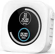 HAUKINIX Pomodoro Time Productivity Focus Timer 99 Min Visual Countdown Stopwatch Desk ADHD for Study, Work, Student, Procrastination, Loud Alarm/Mute/Vibration, 2 Brightness Levels