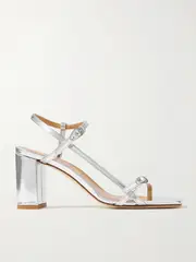 [Aeyde] Aeyde - Franzi Metallic Patent-leather Sandals - Silver - IT36 IT 36 Silver