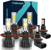 TXBILMOO Compatible for Ford F250 F350 F450 (2005-2022) High Low Beam and Fog Light bulbs, 6000K White light, 700% Brightness with Fan, Plug n Play, pack of 6