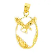 14K Gold Eagle In Oval Frame Pendant