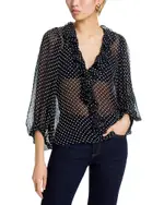 Alice and Olivia Betsie Polka Dot Print Top